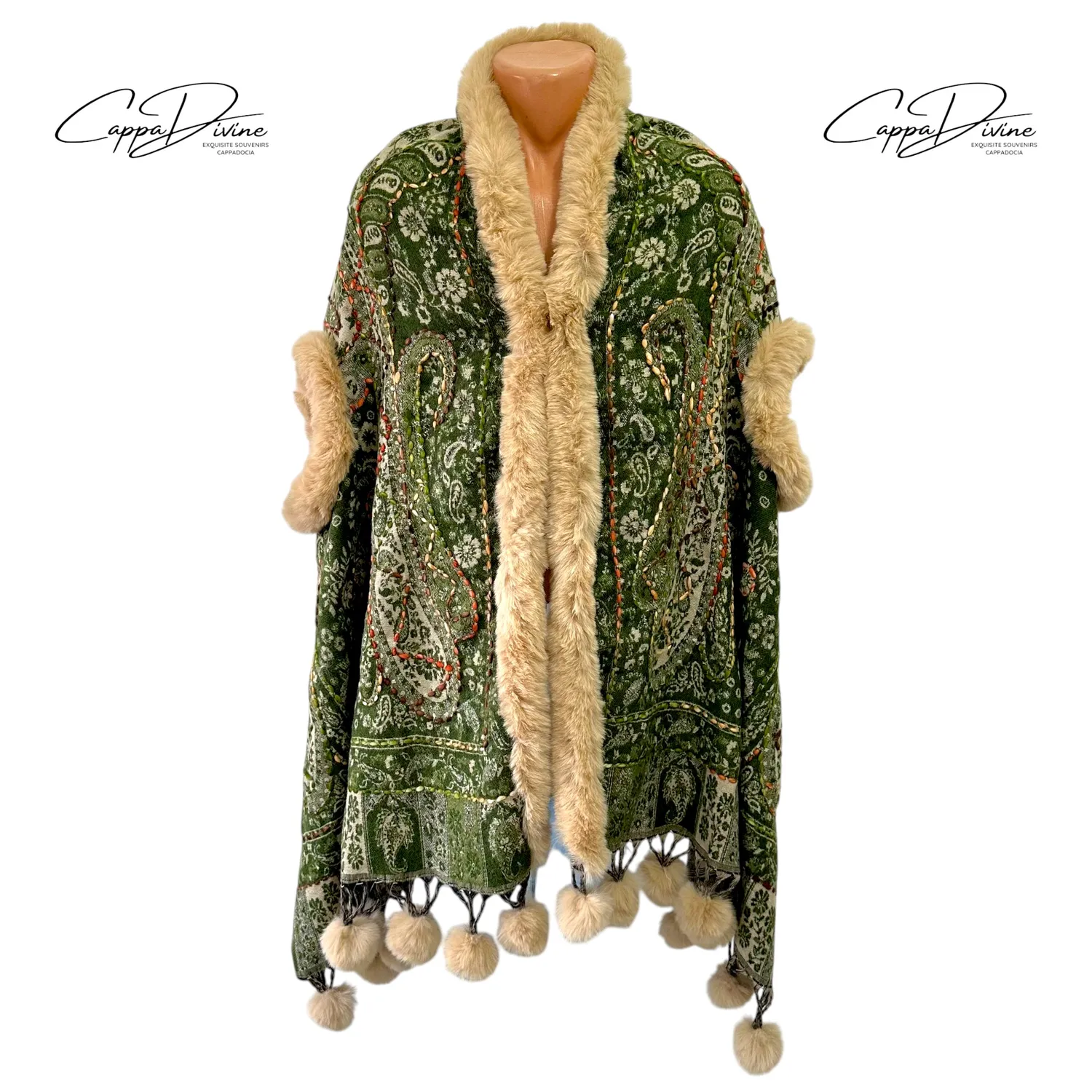 Wearable Poncho Scarf – Handmade & Fur Design