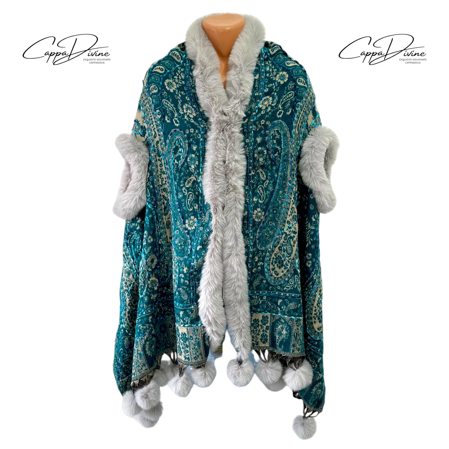 Wearable Poncho Scarf – Handmade & Fur Design