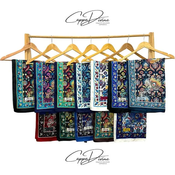 Silk Scarf - Rectangular & Peacock Feather Pattern